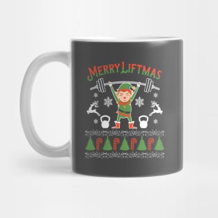 Merry Liftmas Funny Ugly Christmas Elf Workout Fitness Gym Mug